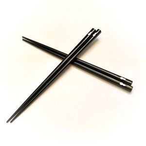 VTG 4 Black Lacquer Iridescent Foil Pear Inlay Chopsticks